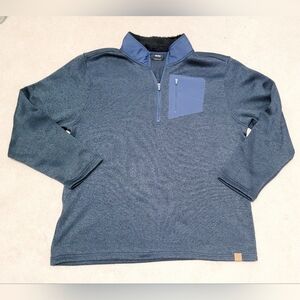 Mens Blue Old River Fleece Pullover Sweater 1/4 Zip Pocket Long Sleeve Size XXL